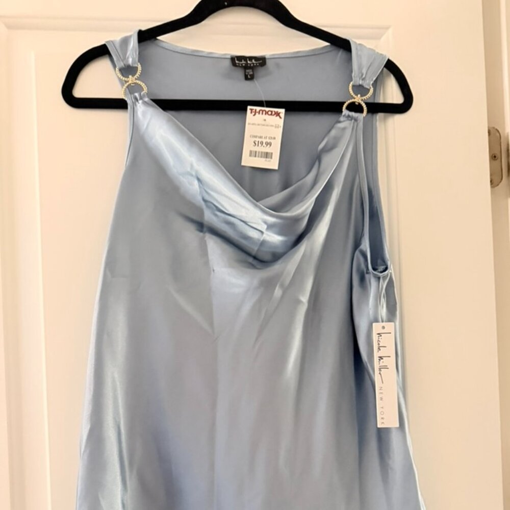 D72: Nicole by Nicole Miller Blouse (Baby Blue)  - NEW (LARGE)